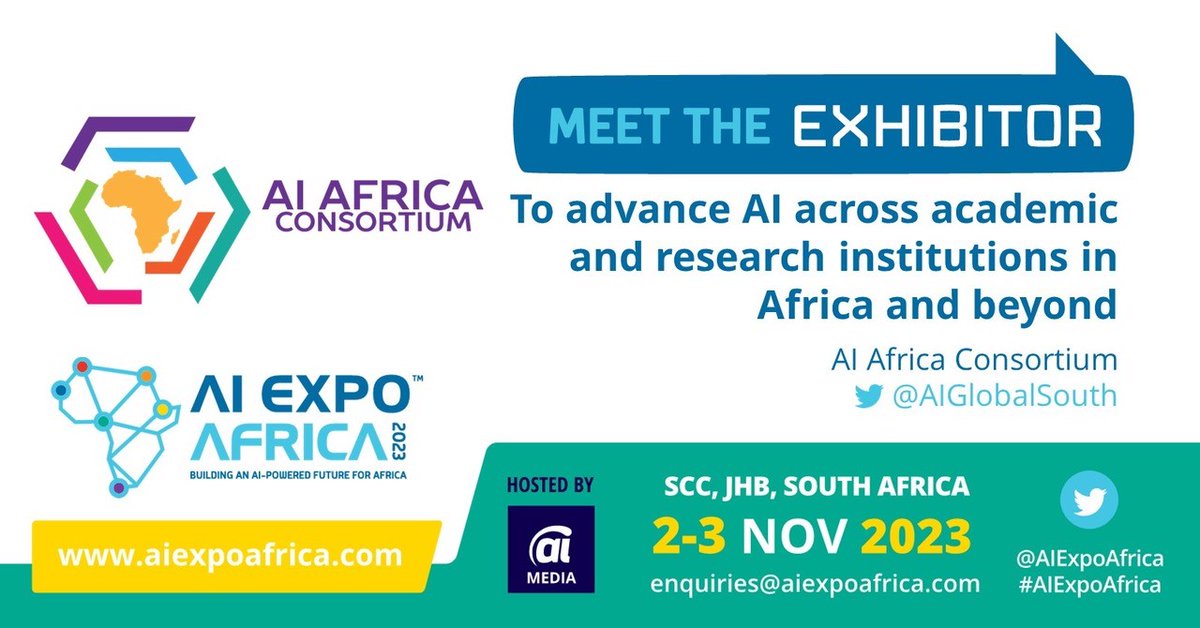 The AI Africa Consortium is pleased to announce we are exhibiting at AI Expo Africa 2023, Sandton City Convention Centre, Johannesburg 2-3 November 2023.  Learn more &amp; register here aiexpoafrica.com/registration/
#AIExpoAfrica