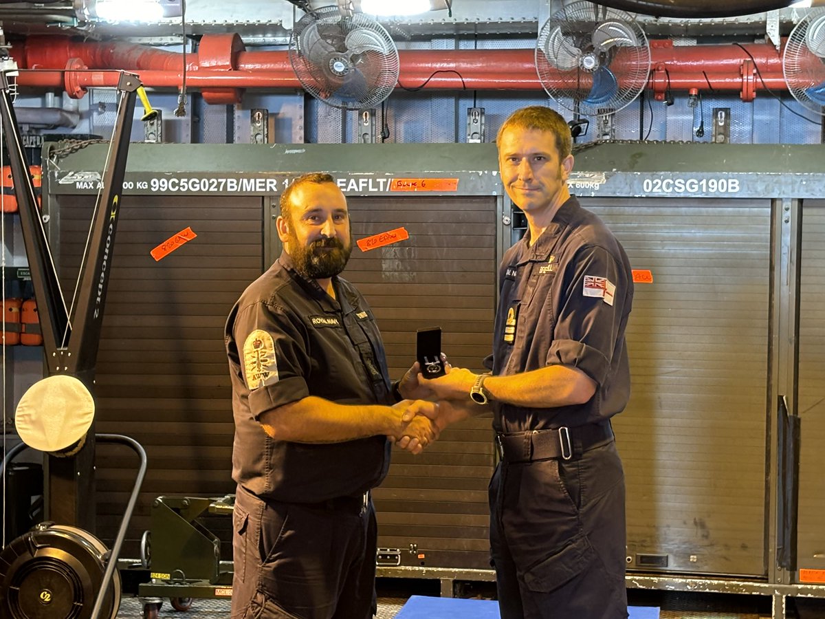 Congratulations to PO Townsend who received his Long Service and Good Conduct (LSGC) medal today for 15 years service in the Royal Navy #INVICTA