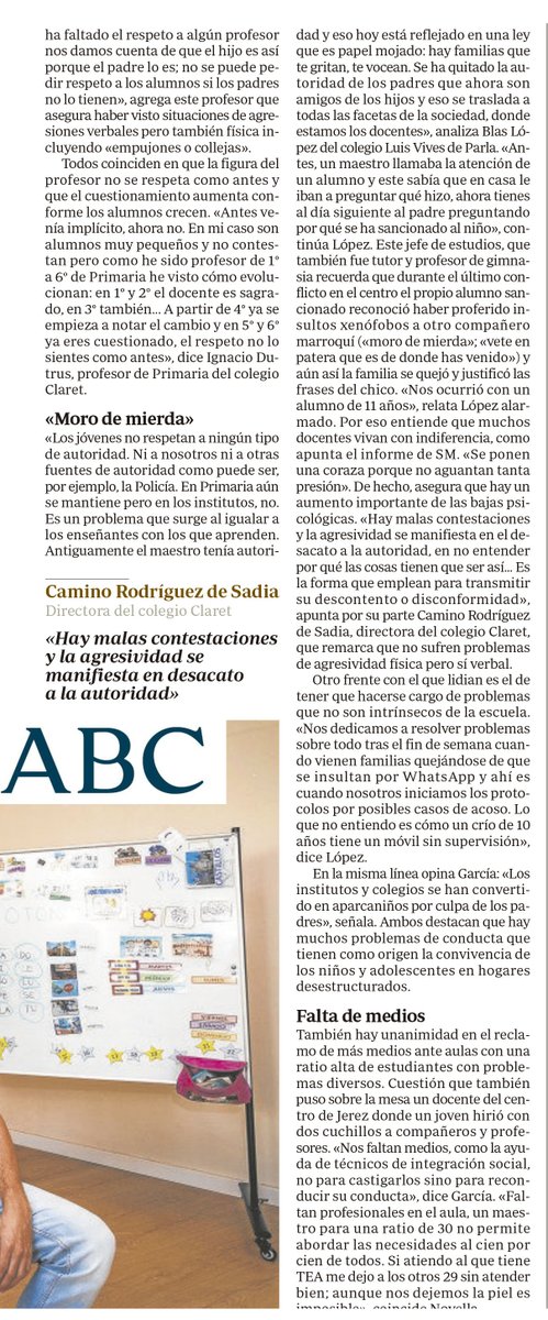 El personal docente denuncia indefensión y falta de autoridad en las aulas

🗣️ Cerca del 40% de los profesores ha pedido ayuda por sufrir acoso en redes sociales y un 8% por casos de violencia, la mayor parte en Secundaria y ejercida por el alumnado en forma de violencia verbal.