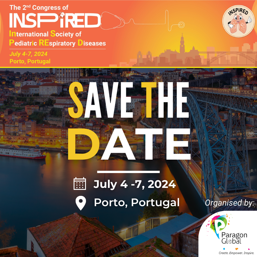 Mark your calendars for the most significant gathering in pediatric respiratory health! The Inspired (international society of pediatric respiratory diseases) conference will be taking place in Porto, Portugal from 4-7 July, 2024. 🌟
✉️  lgeldenhuys@paragong.com