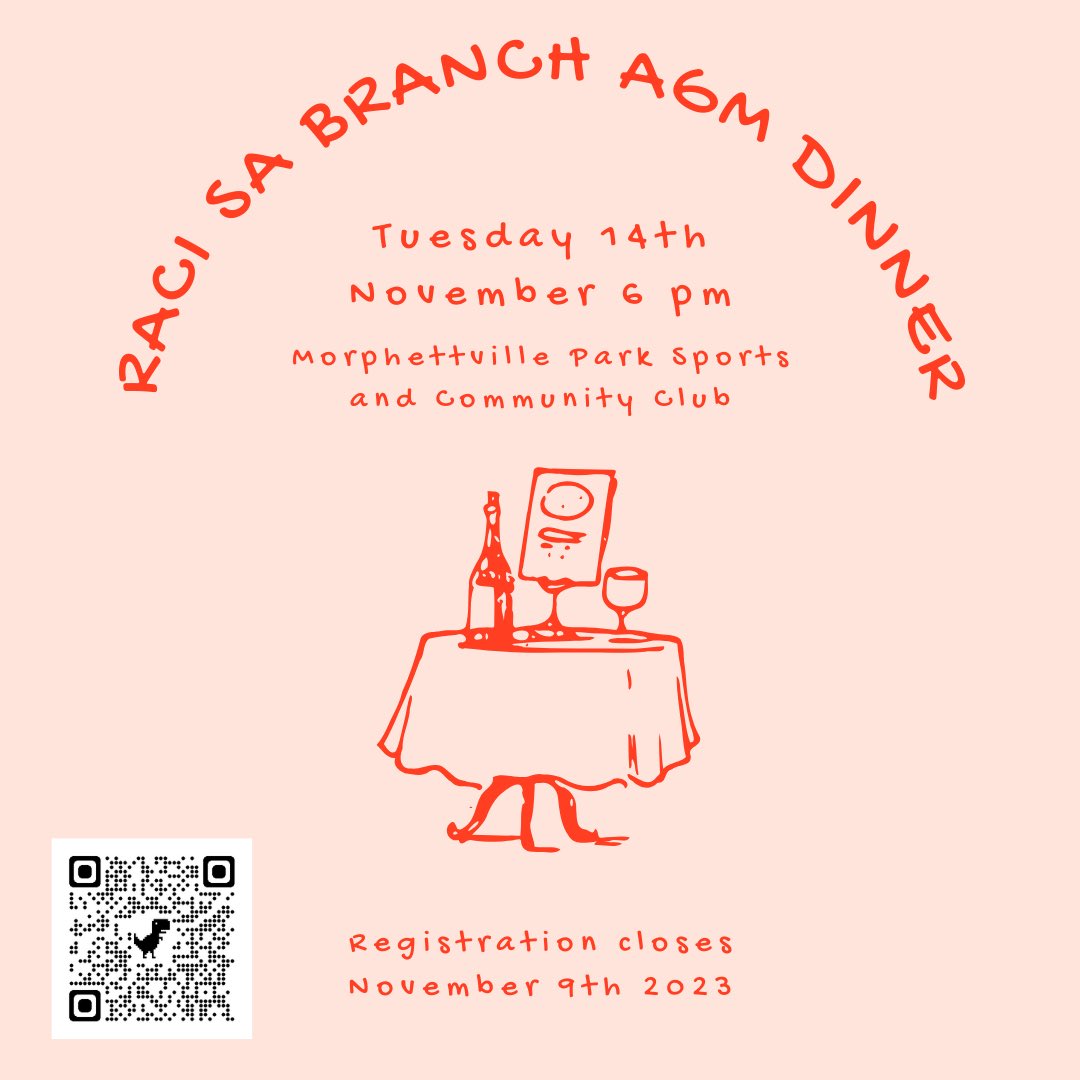 CALLING ALL RACI SA MEMBERS! 📣
Don’t forget to register to our much anticipated AGM dinner on the 14th of November 2023 🍽️ Details and registration below👇🏼

raci.org.au/RACI/Web/Event…