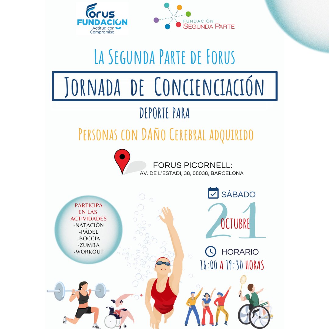 Fundación Segunda Parte (@fsegundaparte) on Twitter photo 🎉¡Os invitamos al evento de Concienciación DCA y DEPORTE que organizamos la @fundacionforus y la <a href="/FSegundaParte/">Fundación Segunda Parte</a> !
Detalles del evento:
📅 Fecha: 21 de octubre de 2023
🕓 Horario: 16:00 a 19:30 horas
🏢 Lugar: Forus Picornell, Av. de l’Estadi, 38, 08038, Barcelona
¡Os esperamos! 🎉¡Os invitamos al evento de Concienciación DCA y DEPORTE que organizamos la @fundacionforus y la <a href="/FSegundaParte/">Fundación Segunda Parte</a> !
Detalles del evento:
📅 Fecha: 21 de octubre de 2023
🕓 Horario: 16:00 a 19:30 horas
🏢 Lugar: Forus Picornell, Av. de l’Estadi, 38, 08038, Barcelona
¡Os esperamos!