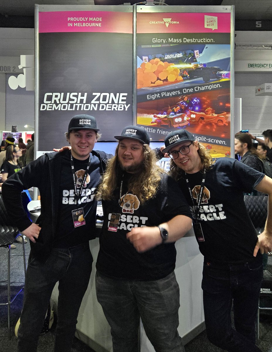 And that's a wrap! A huge thank you to everyone that came and played our game Crush Zone: Demolition Derby at PAX 2023. Additionally, all of the amazing people that supported the Desert Beagle Team. We'll miss you PAX, and until next time. Thanks for playing #PAXAus #PAXAus2023
