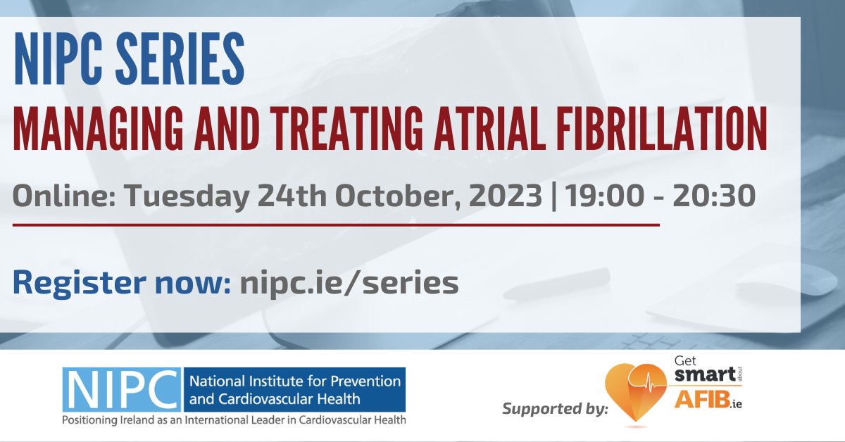 NIPCIRELAND's tweet photo. Join an expert panel on 24th Oct as they discuss Atrial Fibrillation #AF, treatment &amp; risk factor management, in our next #NIPCSeries webinar, Managing and Treating Atrial Fibrillation. @IAHFNurses @INCAnursing 
Register for free now⬇️
https://t.co/JtQnnGUInl https://t.co/hp7UNLSLXo