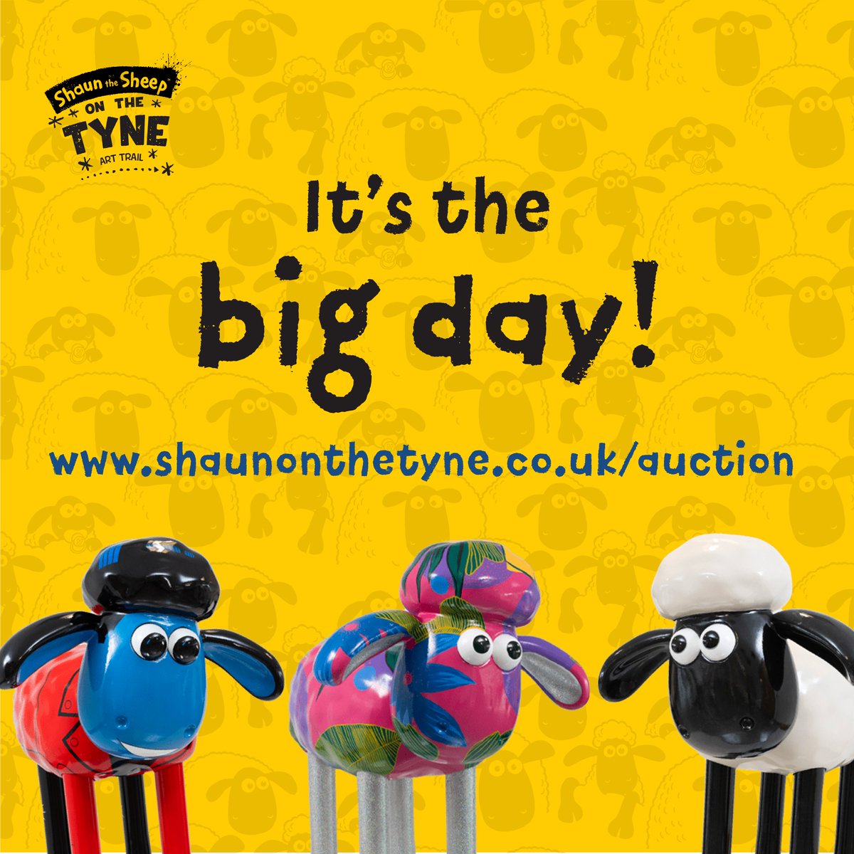 The big day is here! It’s almost time for the #ShaunOnTheTyne Grand Finale Auction! 🐑🏡

Our flock are bursting with shear excitement at the prospect of finding their forever homes this evening, and there is still chance for you to get involved. 🧵👇

<a href="/stoswaldsuk/">St Oswald's Hospice</a> | <a href="/wildinart/">Wild in Art</a>