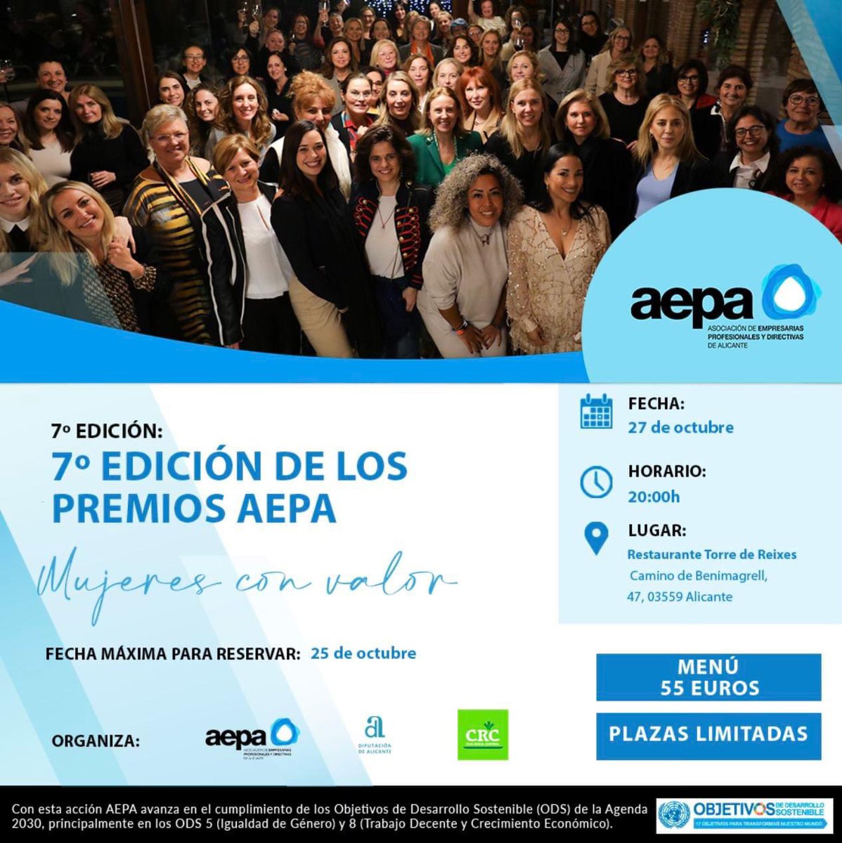 aepa1's tweet photo. ¡YA LLEGAN LOS PREMIOS AEPA 2023!

Un reconocimiento a mujeres que representan los valores y capacidades de emprendimiento, innovación, liderazgo y  asociacionismo.

🗓 27 de octubre 2023
🕰 20h
📍 Torre de Rejas, Alicante.

⬇️
https://t.co/9oKc7RijMF https://t.co/OjiuP0LNDq