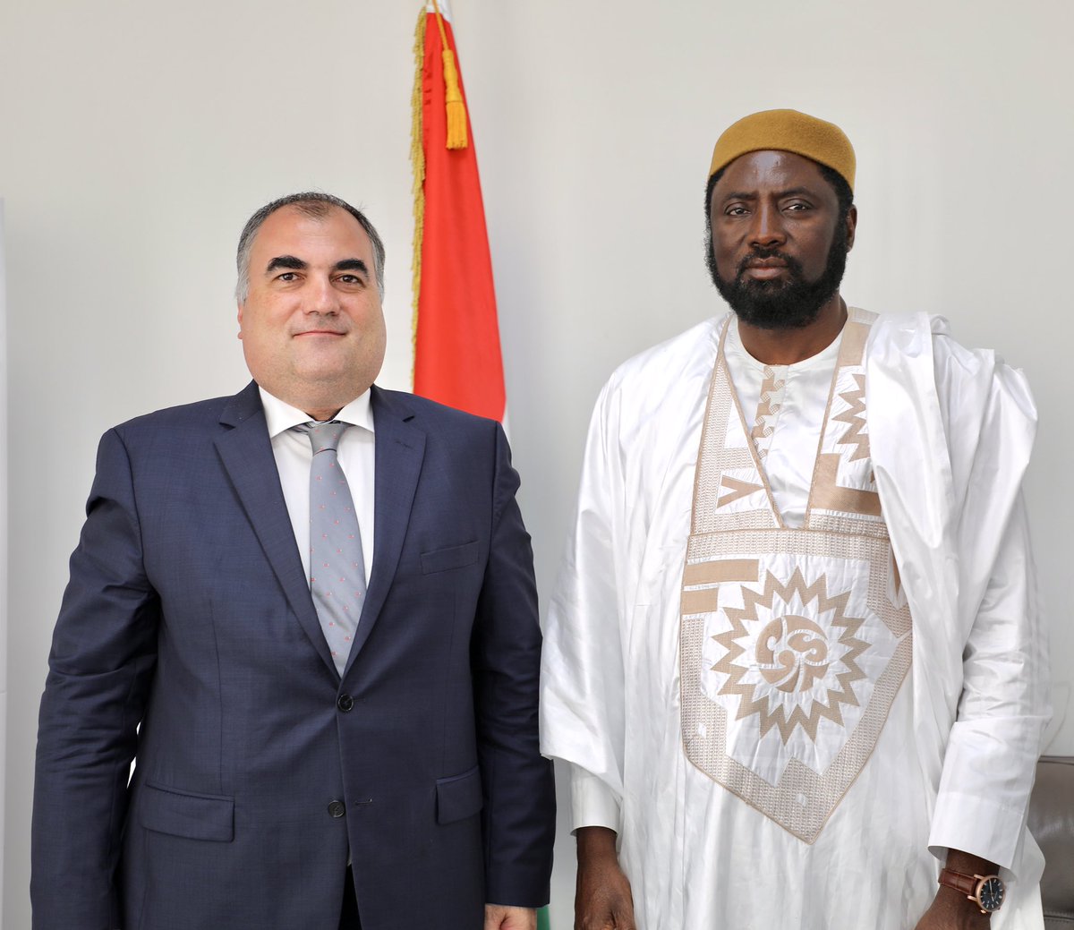 GambiaMoFA's tweet photo. BANJUL, 9th October 2023: The Hon. Minister of Foreign Affairs, H.E Dr. Mamadou Tangara received the Letters of Credence of the Romanian Ambassador to the Republic of The Gambia, H.E. Mr. Nicolae Nastase.
🇬🇲 🇷🇴 https://t.co/ecSF7VEWDU
