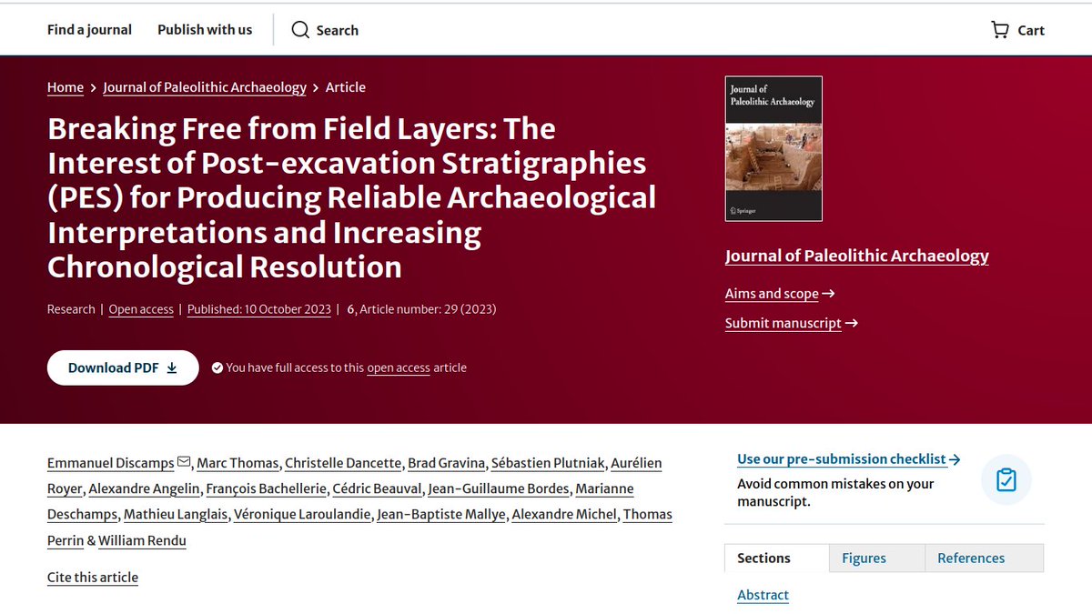 New paper: “Breaking  Free from Field Layers: The Interest of Post-excavation Stratigraphies  (PES) for Producing Reliable Archaeological Interpretations and  Increasing Chronological Resolution”
doi.org/10.1007/s41982…
with @tho_perrin  et al.