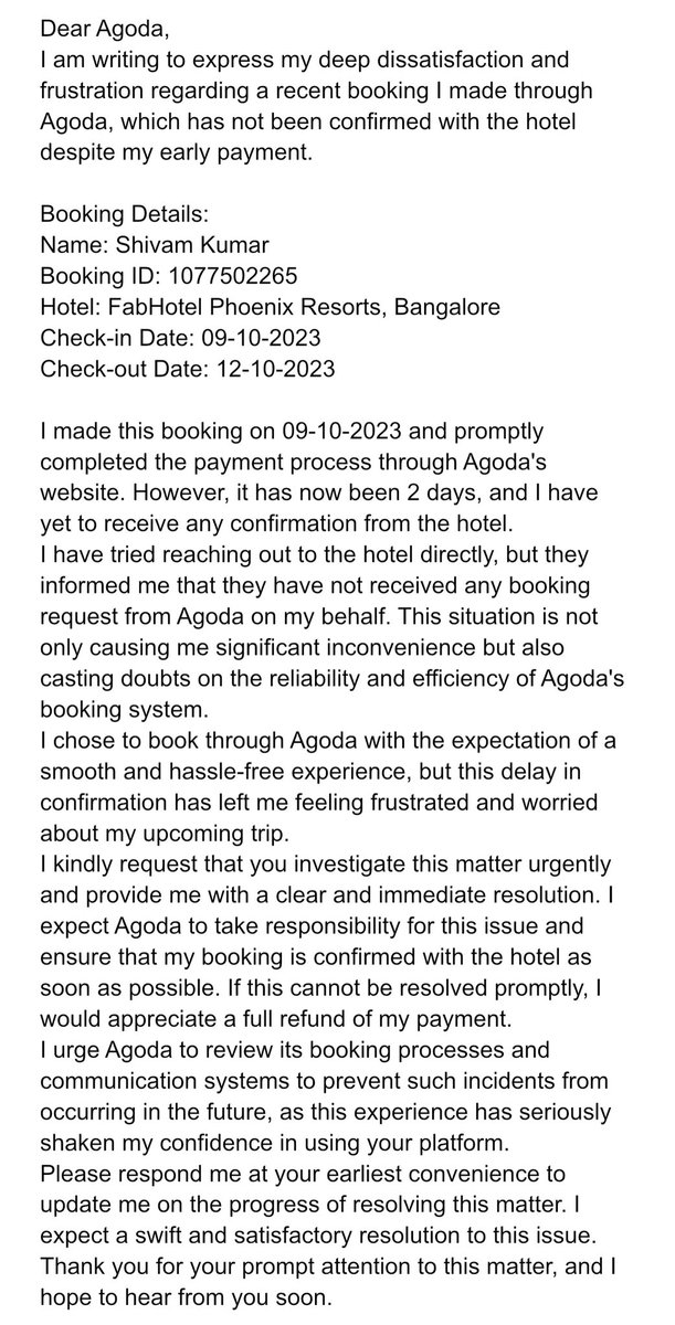 DeepPra57964338's tweet photo. #digitalindia #agoda #consumergrievance https://t.co/aAeuDhru1e