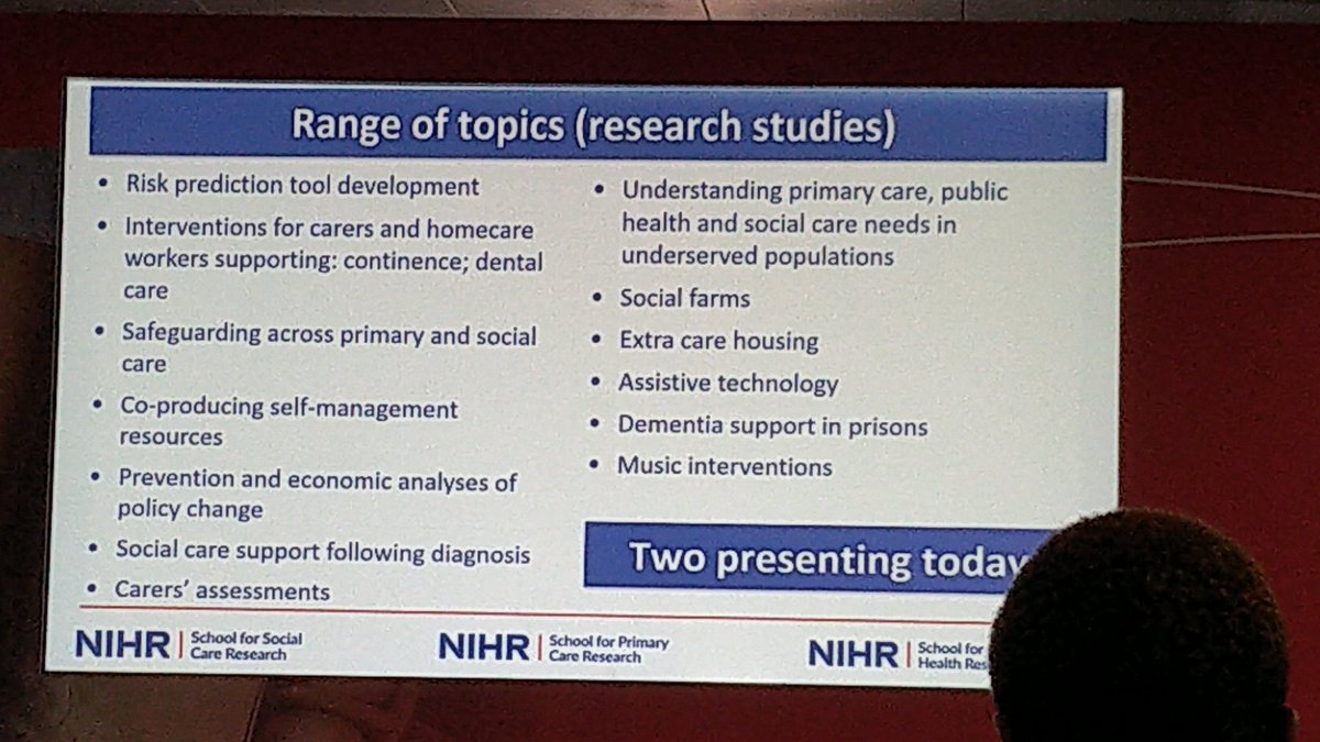 NIHRSSCR's tweet photo. Starting our session today at #cclive2023 on #dementia and insights from research. We'll be hearing from @ForwardDementia  @PaulClarkn on their research. Starting with @Knappem with background to the @NIHRresearch School for #socialcare Research and the range of studies underway https://t.co/wxyIWQ1bpU