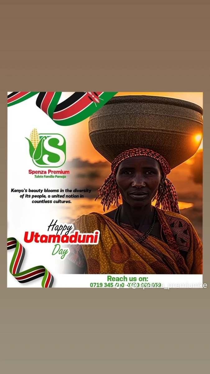 spenza_premium's tweet photo. Kenya's beauty blooms in the diversity of its people,a united nation in countless cultures.
We wish you a Happy Utamaduni Day!
#Superpremium
#HealthyLiving
#Goodfood
#Qualitypremium
#Tuletefamiliapamoja https://t.co/VnG2PKSI6Y