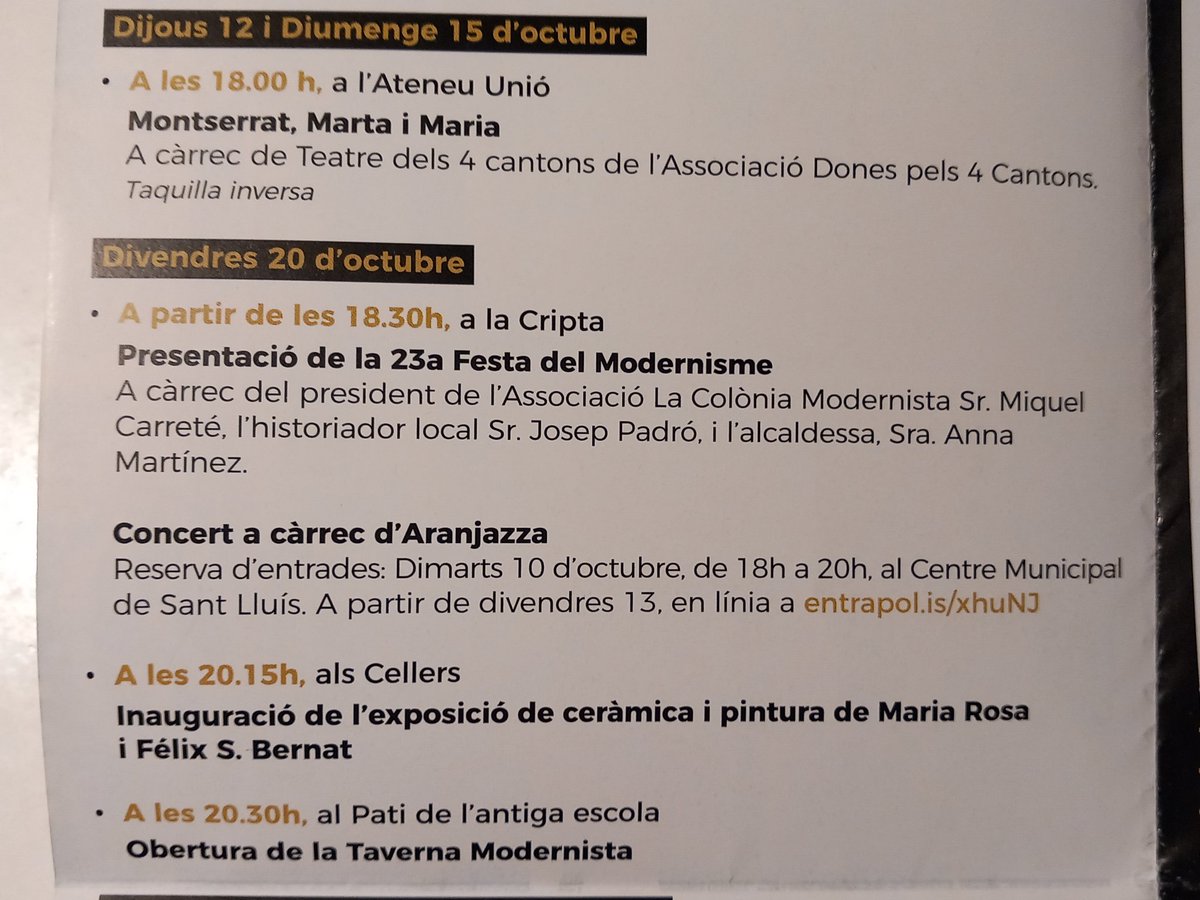 LaColoniamodern's tweet photo. Recordar que la presentació-concert @CriptaGaudi hi ha un aforament limitat i per aquest motiu hi ha reserva prèvia d'entrades, i en el mateix programa indiquem a partir de quin dia 
@StaColomaC
#festamodernisme
#festadelmodernisme https://t.co/9PERjyFJP4