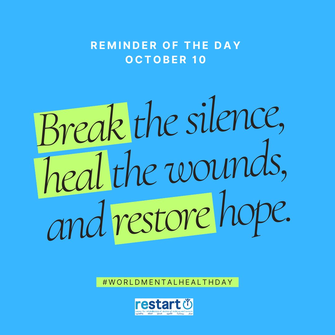 RESTARTCENTER's tweet photo. In support of #MentalHealthMonth, Restart Center stands with survivors of violence and torture on their healing journey. We're dedicated to erasing the stigma around mental health, offering a safe space for healing and empowering individuals to seek support. https://t.co/qZUbluOdjD