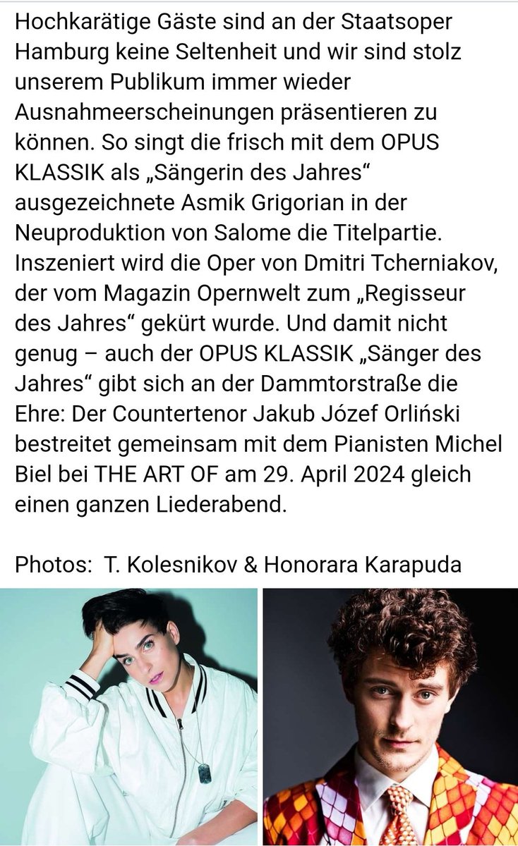 @staatsoperHH Premiere von #Salome  inszeniert von #DmitriTcherniakov  mit #AsmikGrigorian und dirigiert von #KentNagano am 29.10.23