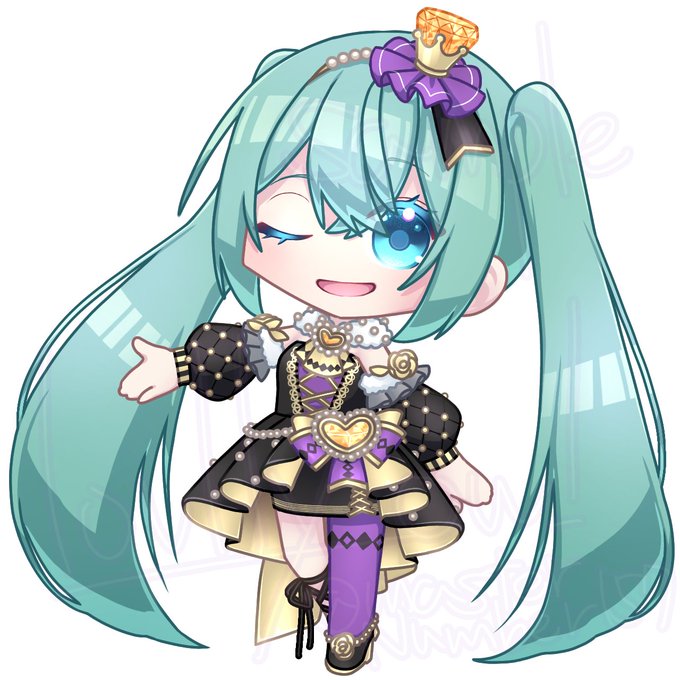 【お知らせ・頒布数調査】  11月19日開催の  #ボーマス53 にて、初音ミクのアクリルキーホルダーを頒布予定です!  こちらのデザインは、マスもふプンさんによる「ジュエリーシッククイーン」です  頒布数の参考に、ツリーに繋げたアンケートに参加をお願いいたします