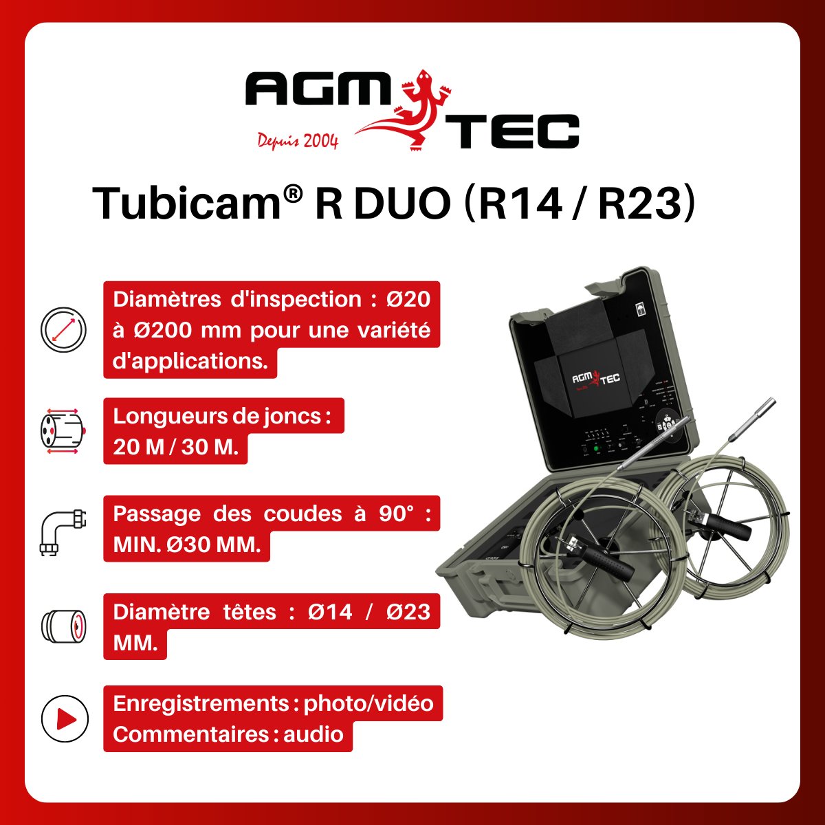 agm_tec_'s tweet image. Tubicam® R Duo : 1 mallette avec 2 caméras pour inspecter les canalisations📹👷‍♂️

🔗 Découvrez la Tubicam® R Duo : bit.ly/48FPuFU
#agmtec #camerainspection #cameracanalisation #plomberie #recherchedefuite #inspection #camera