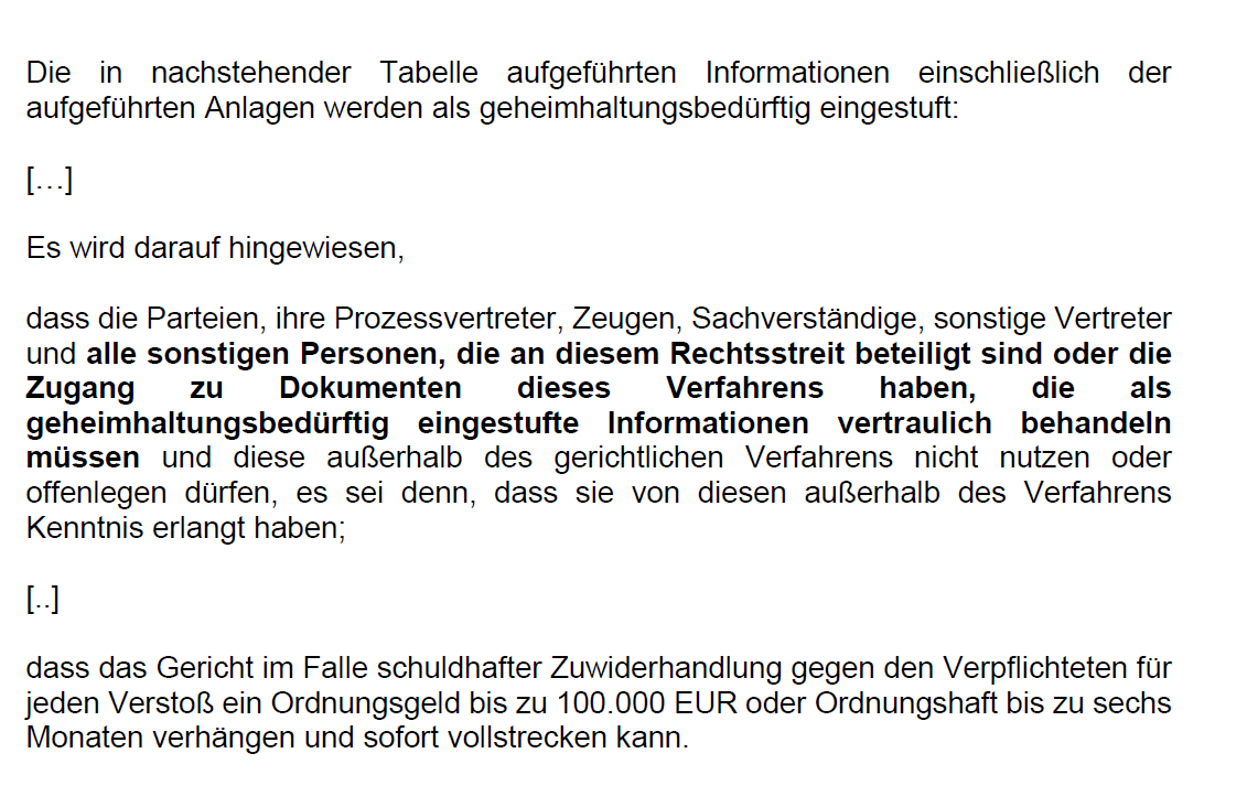 Loeffel_Abrar's tweet photo. Haben Sie schon einmal einen Beschluss gesehen, mit dem Informationen im Zivilprozess als geheimhaltungsbedürftig eingestuft wurden? #GeschGehG #Frand #PatG
Auf Bluesky - @lawyers.bsky.social - haben wir einen aktuellen Beschluss.
@AnnaKBernzen @tofreudenberg @Klotzkette https://t.co/aPTlKwjvpS