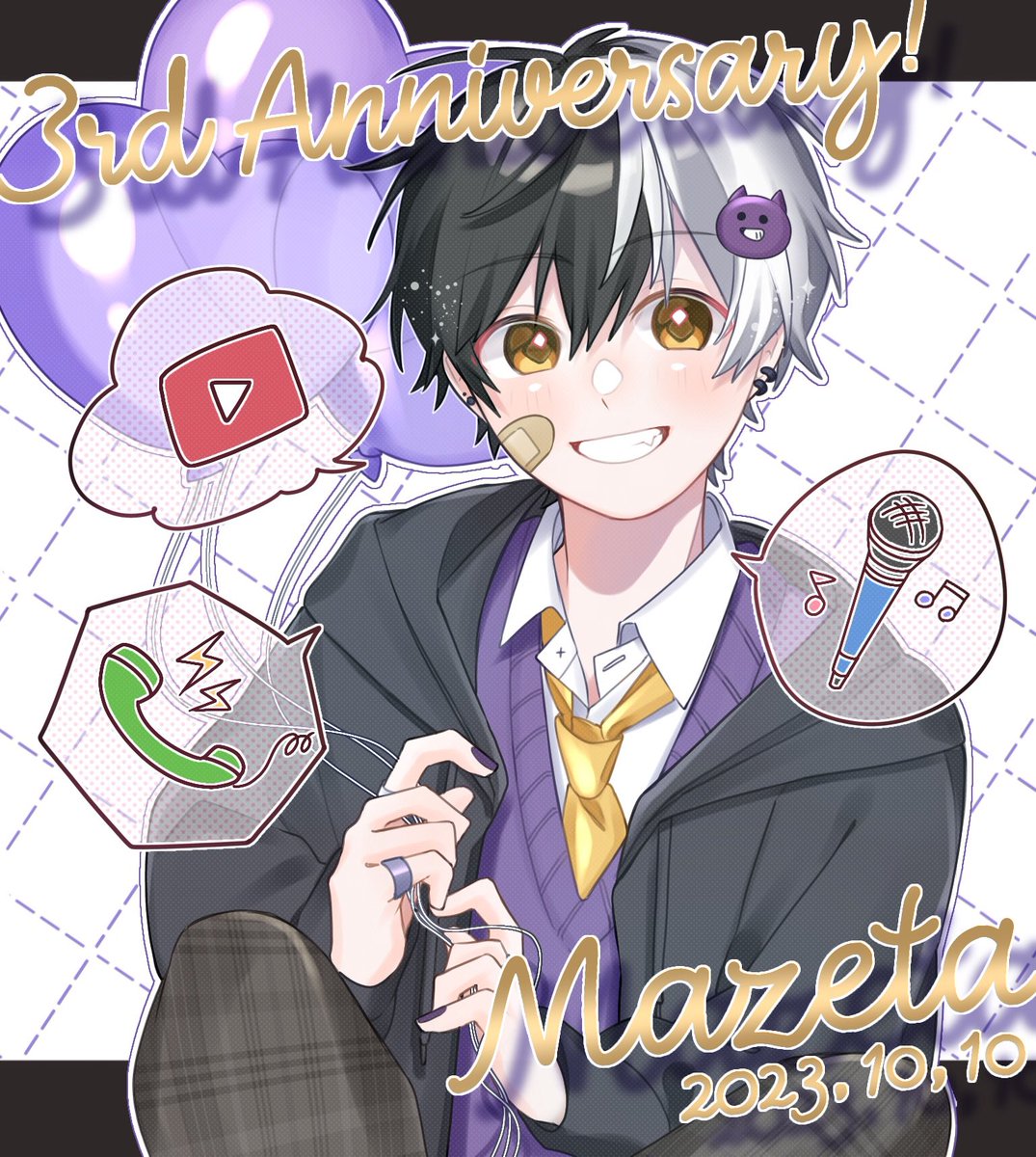 活動3周年おめでとうございます😈💐 これからもまぜ太くんの活動応援しています🌟   #まぜ太活動3周年 #まぜすけっち #まぜ太はよみろ