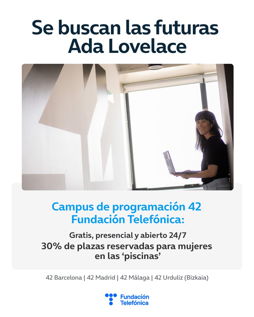 Hoy celebramos el #AdaLovelaceDay para recordar a la mujer que creó el primer lenguaje de programación y animar a todas aquellas que quieran seguir este camino, poniendo a su disposición el Campus 42 <a href="/fundacionTef/">Fundación Telefónica</a> para formarse en tecnología. Más info: fundaciontelefonica.com/empleabilidad/…