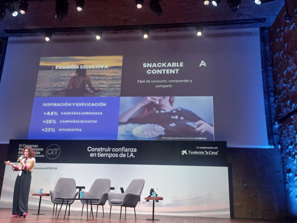 ladajj's tweet photo. Cada vez elegimos mas las buenas noticias, nos lo cuenta @EstherBenito en el #CongresoIberoamericanoATREVIA. ¿Será el fin del good news, no news? Desgraciadamente, parece que no https://t.co/CvUKULnYwe