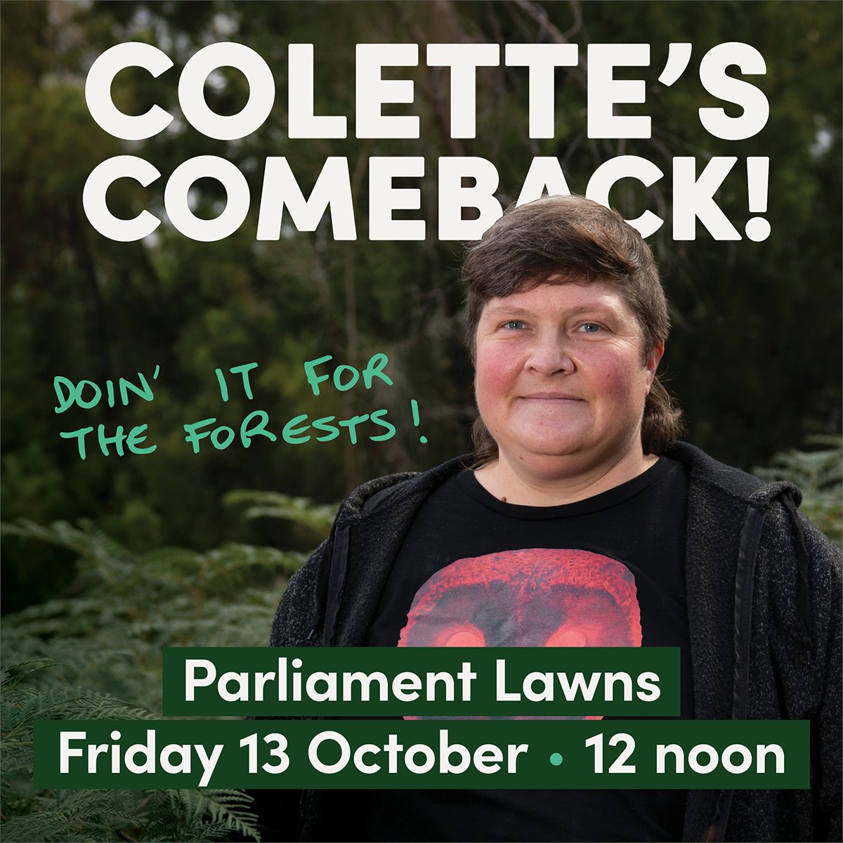 ✊ Activist Dr Colette Harmsen will be celebrated this week in Hobart, as she is released from prison following three months of jail-time for peacefully protecting native forests & Tasmania's takayna. Welcome her out with us on Parliament Lawns, Hobart.  #politas #ProtectProtest