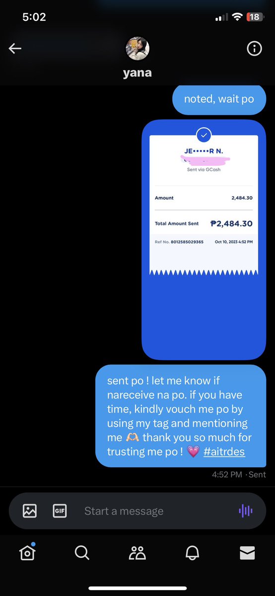 4ilends's tweet photo. successfully traded: ₱2,484.30

🌷 paypal to gcash trade 2-3% dc — @draifts #aitrdes https://t.co/6rPj9IHxCH