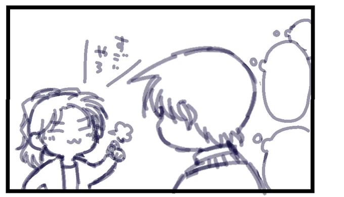 かわいいラフ(自分比)が描けたけど小さくて画像が潰れる事になるであろうコマ 