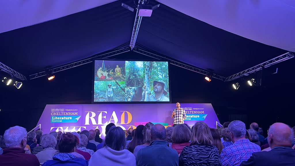 Excited to be at #cheltlitfest with Lucy Ryan (wearing my #RevoltingWomen T-shirt): before that though How to Read a Tree with Tristan Gooley.
