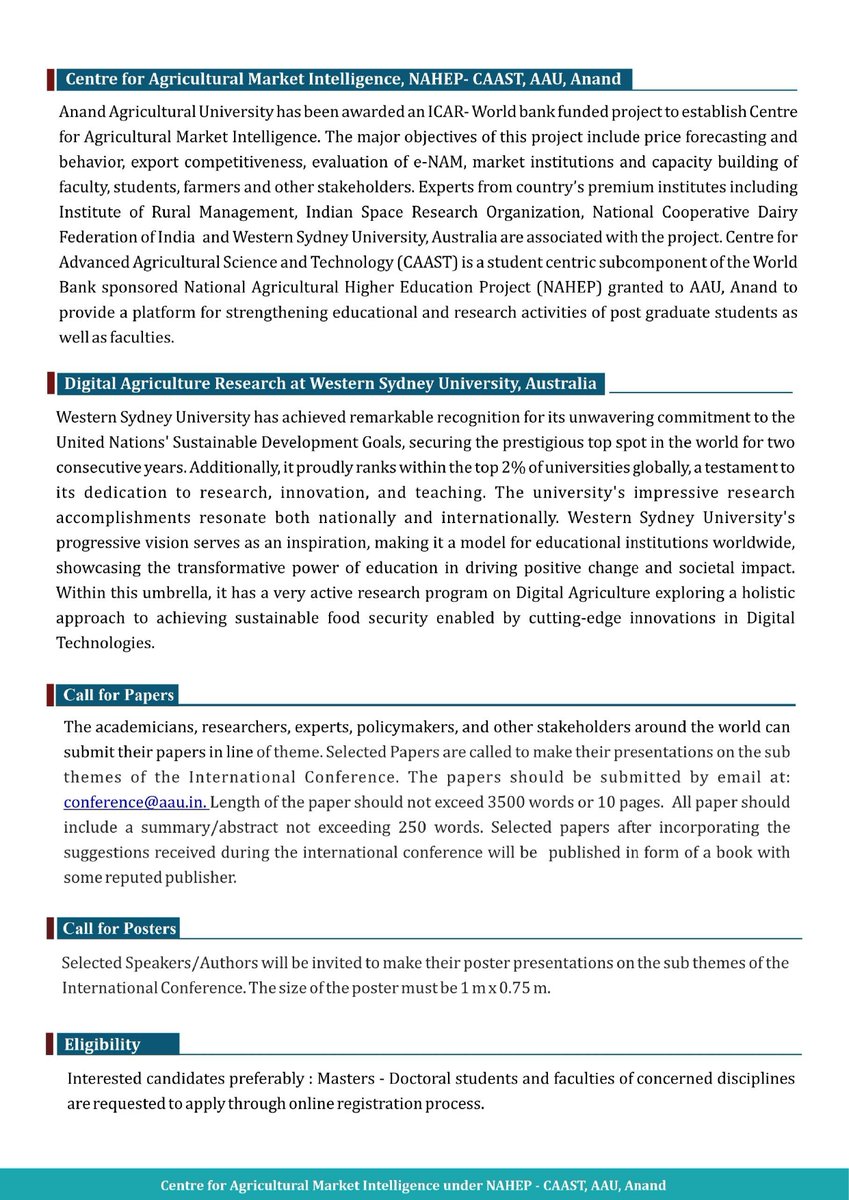 NahepCaast's tweet photo. International Conference on Driving Agriculture Forward: Recent Trends and Innovations in Agricultural Market Intelligence .

REVISED DATE: 11th-13th December 2023 https://t.co/kJmNbaaxg0