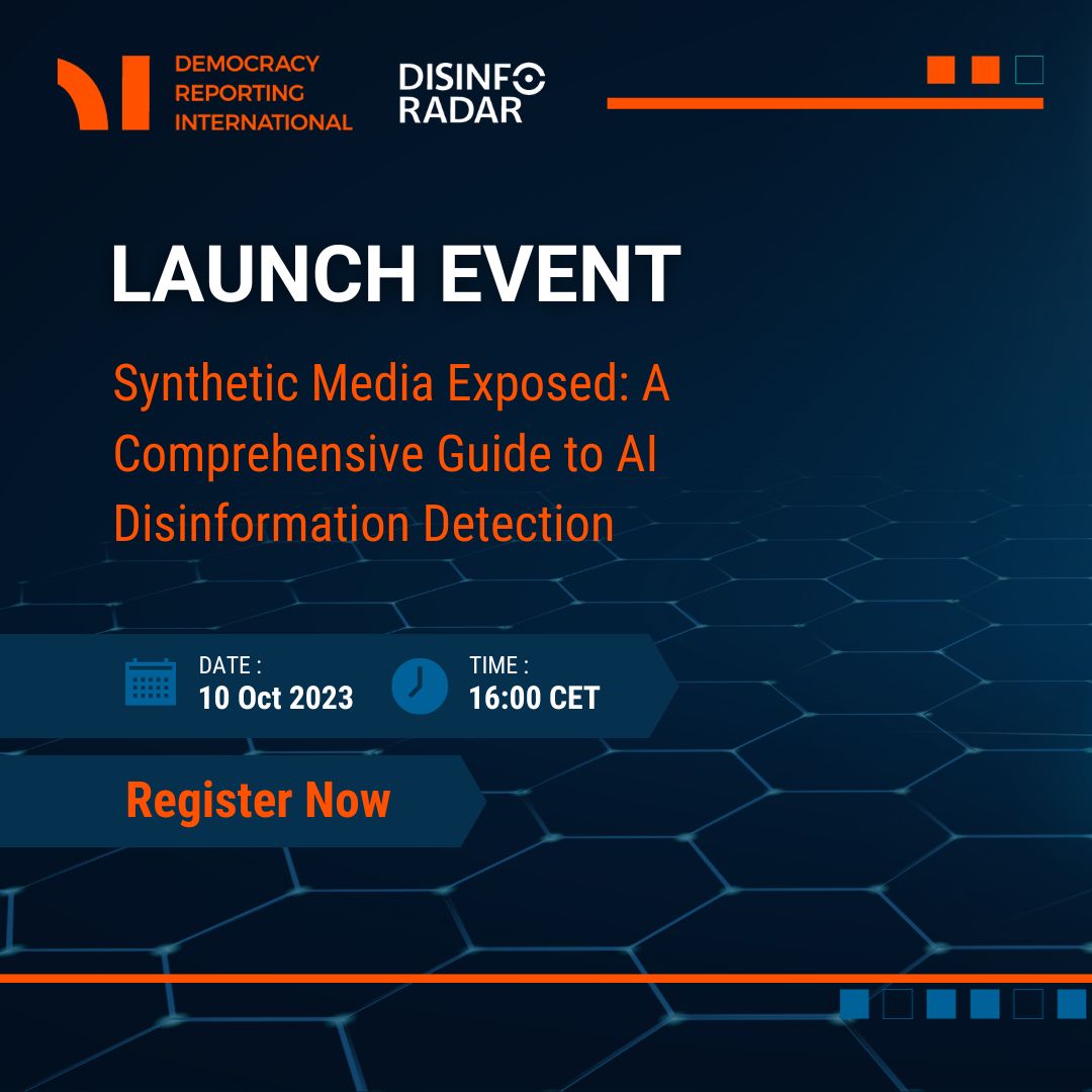 Democracy Reporting International (@democracyr) on Twitter photo Join us TODAY at 16:00 CET for the official launch of our #DisinfoGuide! 👩💻
This pioneering resource aims to equip researchers, policymakers, and all of us to spot synthetic content accurately.
Don't miss the review, Q&A, and panel👇
bit.ly/DisinfoWebinar
<a href="/GermanyDiplo/">GermanForeignOffice</a> Join us TODAY at 16:00 CET for the official launch of our #DisinfoGuide! 👩💻
This pioneering resource aims to equip researchers, policymakers, and all of us to spot synthetic content accurately.
Don't miss the review, Q&A, and panel👇
bit.ly/DisinfoWebinar
<a href="/GermanyDiplo/">GermanForeignOffice</a>