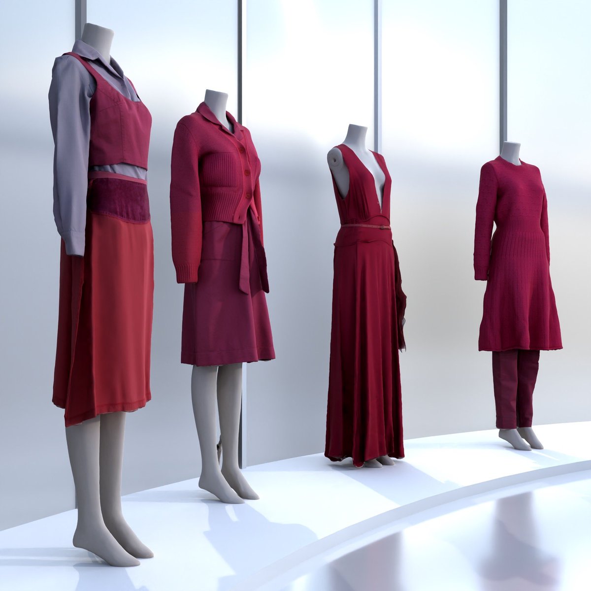 Introducing antique and vintage clothes style design with the label "REPRODUCTION OF SERIES" OF OLD GARMENT'' and inside-out design using lining, as well as knitwear with a nostalgic feeling produced by MISS DEANNA.
Fuchsia was the main color, but colors such as garnet, lavender,