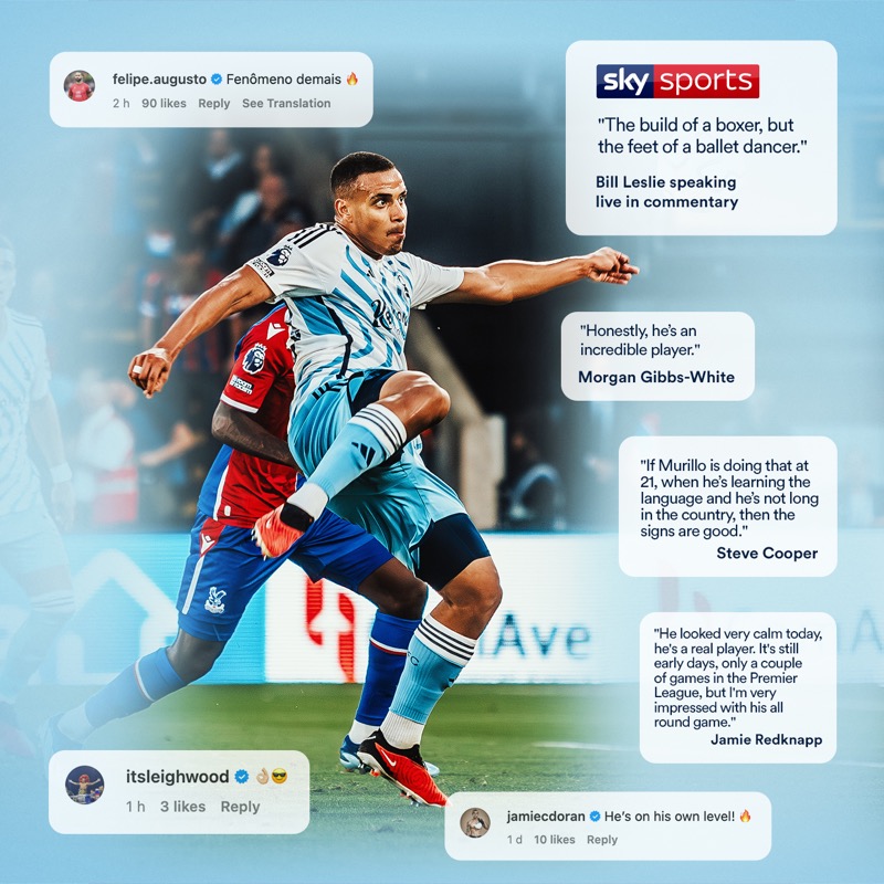 NFFC's tweet photo. Plenty of plaudits for Murillo.

👏🌎
