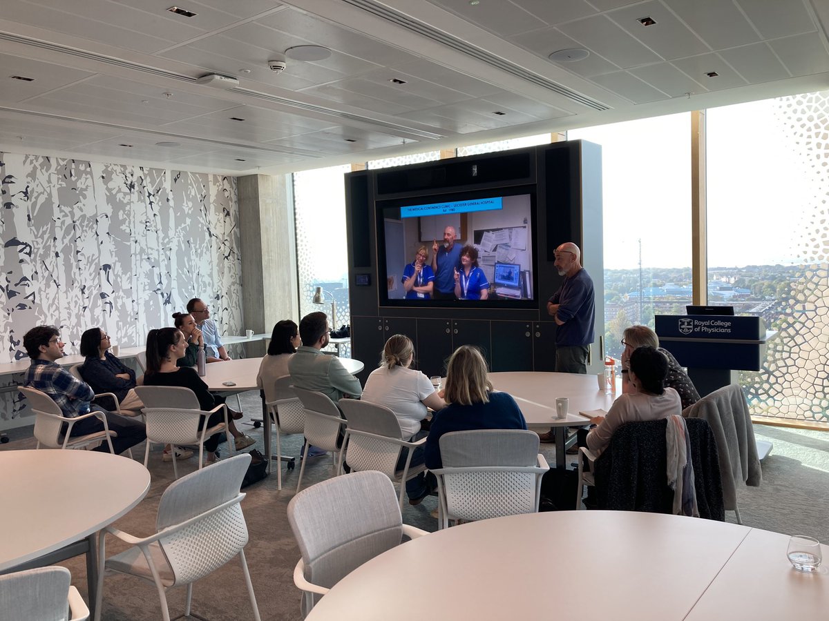 DrSandyThomson's tweet photo. Bringing Manc’r &amp; Mersey specialty trainees together @RCPhysicians @RCPspaces for a day of core Geriatric med. CPD. 

Morning round table case-based discussions on bladders, bones and advanced PD therapies with Drs Miodrag, Siddiqi &amp; Raw. 

And with terrific views of Liverpool! https://t.co/ydyet5Qgo9