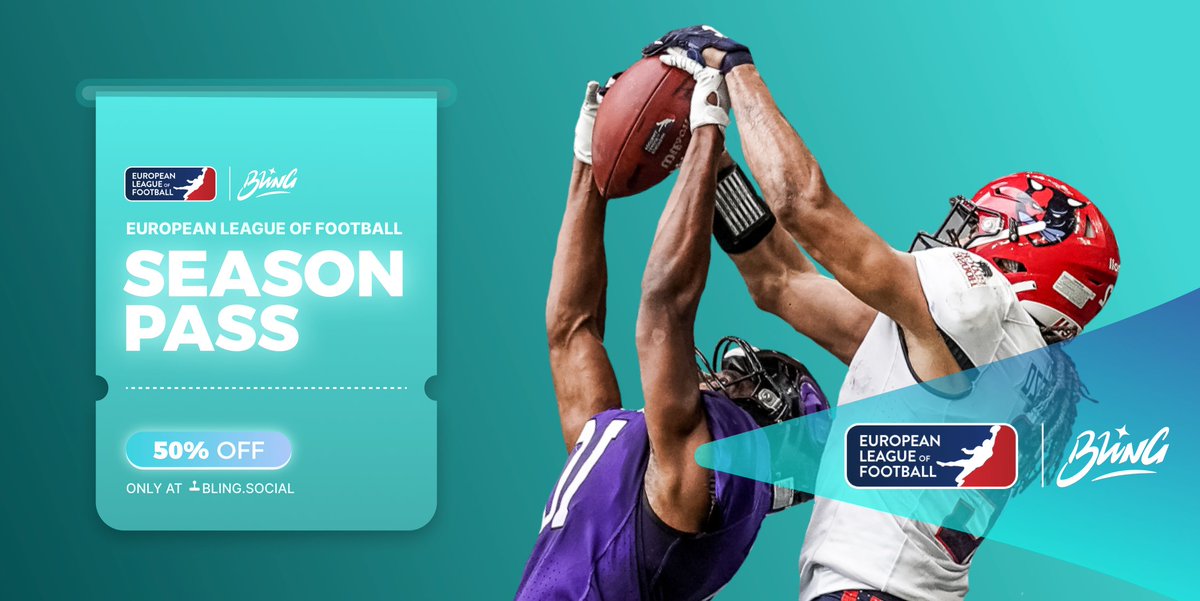 Bling_Social's tweet photo. 🏈European League of Football Season Pass is LIVE!🏈
Originally at €100 Euro @ELF_Official 
😀NOW you spend €50 Euro LESS💰; 
only at https://t.co/vLEdxpU2kz
👉 https://t.co/l1gzQVEwPh

#sports #Web3 #Bling #EuropeanLeagueofFootball https://t.co/BkxBWMjcWz