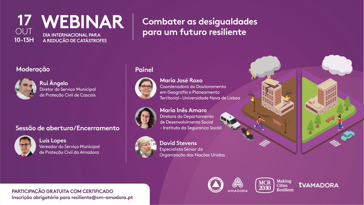 Amadora_Cidade's tweet photo. 17 outubro | Webinar | Combater as desigualdades para um futuro resiliente
10h às 13h | Inscrição obrigatória: resiliente@cm-amadora.pt
Por uma Amadora Resiliente!
+ info: https://t.co/dwVrEBF2qK
#amadoracidade #amadoraresiliente https://t.co/UtCJmzHPq0