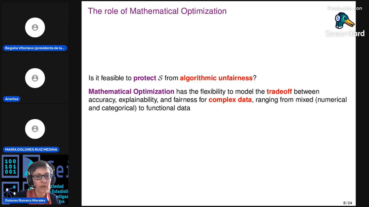 Muy interesante la idea de incorporar los conceptos de 'explicabilidad' y 'equidad' al de 'precisión' en la evaluación de un modelo predictivo.

Charla de @DoloresRomeroM dentro del International Day of Women in Statistics and Data Science #IDWSDS2023, organizada por @SEIO_ES.