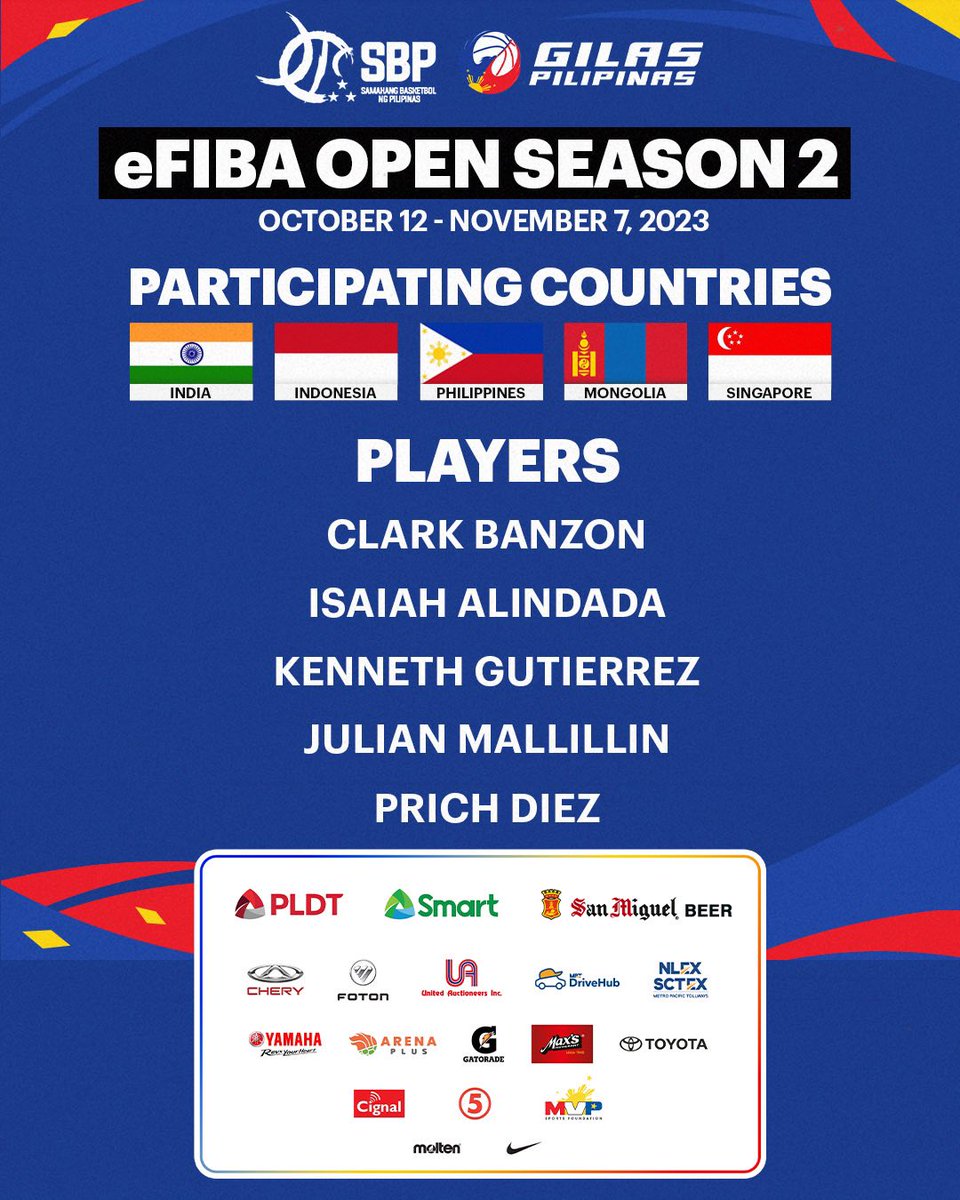 officialSBPinc's tweet image. Show your support for our national athletes as eGilas compete at the eFIBA Season 2 South East Asia Qualifiers this coming October 12-November 7, 2023!