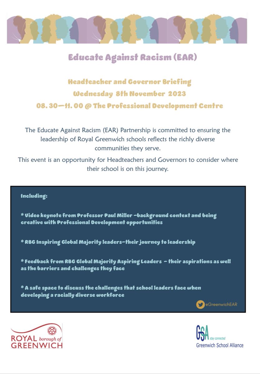 Looking forward to hosting our Educate Against Racism event for Headteachers and Governors in November. Keynote from <a href="/ojukomiller/">Professor Paul Miller #BLM</a> and our own Inspiring Leaders share their journey’s to leadership. <a href="/AmandaWilson910/">Amanda Wilson</a> <a href="/MulgravePrimary/">Mulgrave Primary</a> <a href="/StephanieShald1/">Stephanie Shaldas</a>