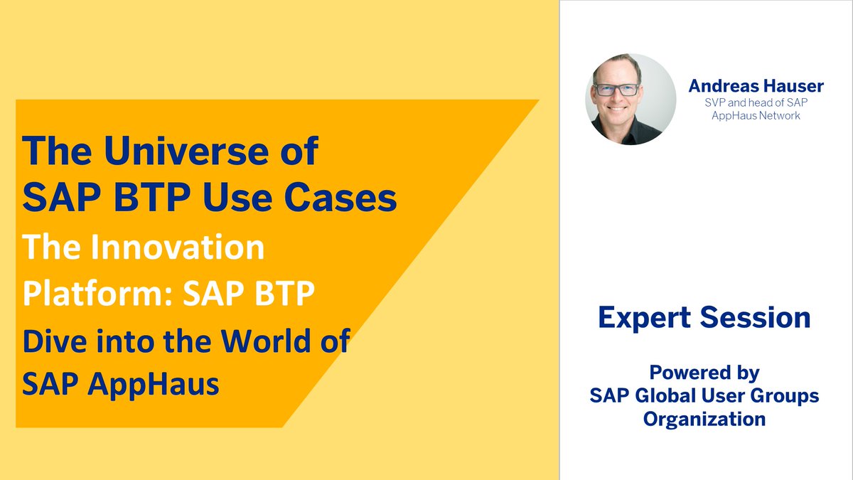 SGTWT's tweet photo. Join us on October 25, for an in-depth exploration of the SAP Business Technology Platform (BTP) Use Cases and the pioneering co-innovation efforts led by the SAP AppHaus Network.

Register here: https://t.co/HdbeihnHZz https://t.co/l3pgBC2lFN