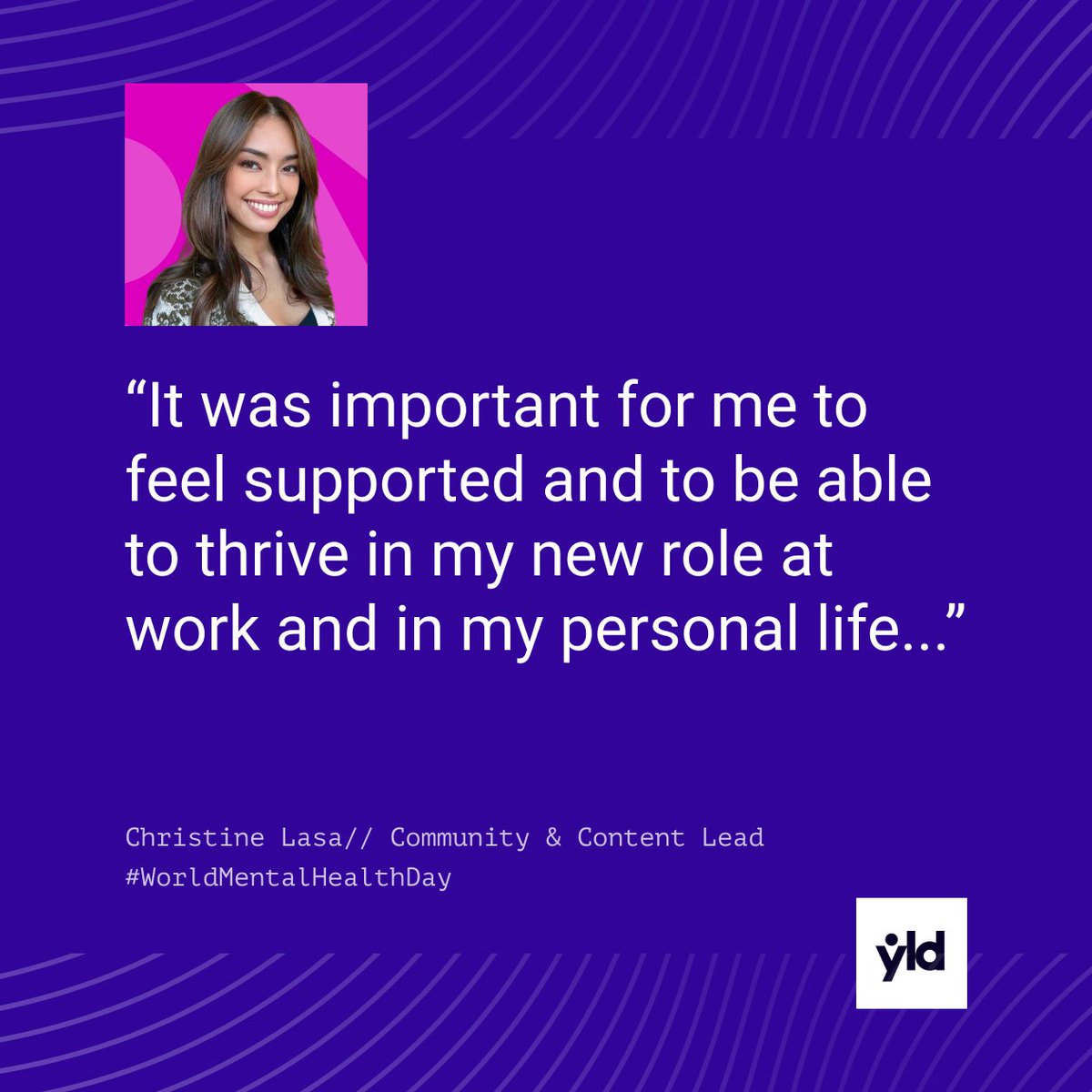 Today on World Mental Health Day, meet Christine Lasa, whose story reflects the support and opportunities provided by YLD towards our people’s well-being.

🔗 Read the article: yld.io/blog/championi…

#WorldMentalHealthDay #WMHD #mentalhealth #yld