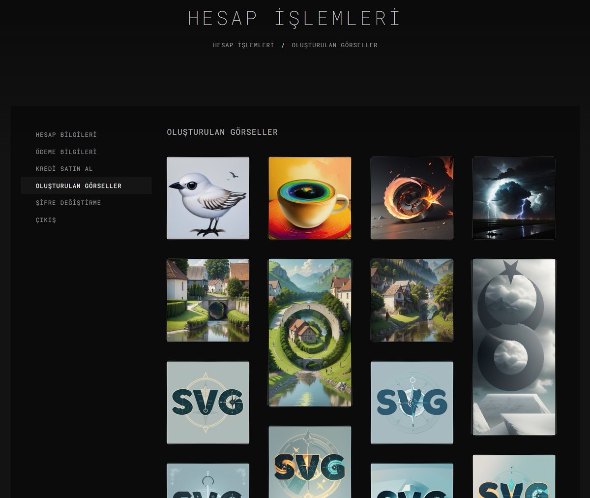 Sitemizde üyelik bölümü açıldı. Artık ürettiğiniz görsellere arşiv bölümünden ulaşabilirsiniz. Görsel oluşturma araçlarımızı da yeni bir bölümde topladık. Sitemize üye olan herkese 30 ücretsiz kredi veriyoruz. 🚀