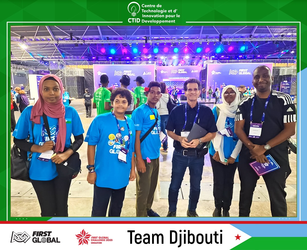 Team253Robotic's tweet photo. [𝐅𝐢𝐫𝐬𝐭 𝐆𝐥𝐨𝐛𝐚𝐥 𝐂𝐡𝐚𝐥𝐥𝐞𝐧𝐠𝐞 𝟐𝟎𝟐𝟑]  
📸Notre Team Robotic Djibouti,emmenée par notre Manager @samabdiosman, a rencontré Dean Kamen, Fondateur du @f1rstglobal!✨

#TeamDjibouti #Djibouti #CTID #LaFabriqueDesTalents #FGC2023 #technology4All #STEAM #STEMeducation https://t.co/21Lqc374oy
