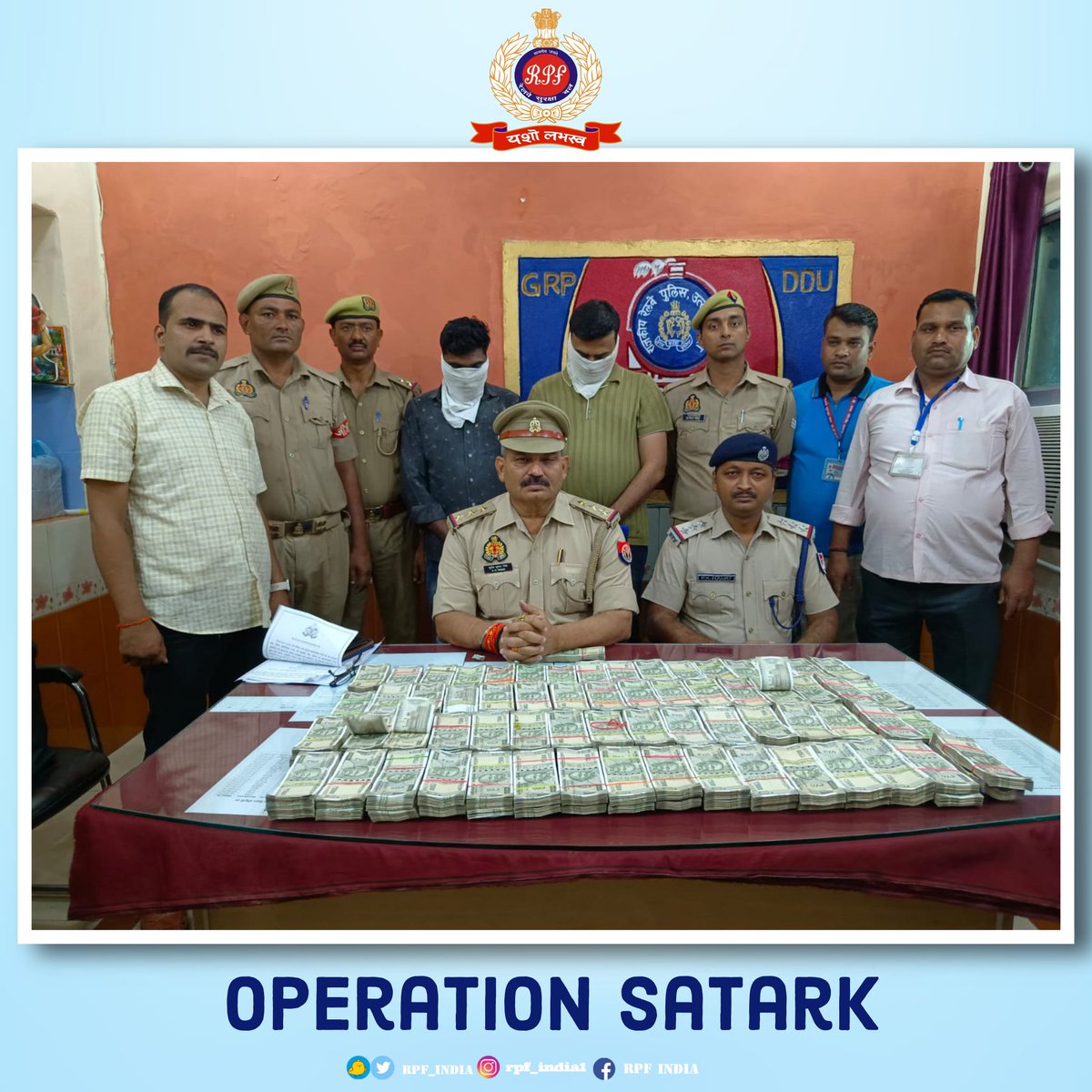 RPF INDIA (@rpf_india) on Twitter photo A joint team of RPF and GRP personnel detained two person with a staggering unaccounted amount of ₹55 lakhs in cash at Pt. DDU station.
A major breakthrough in curbing illegal activities through Railways.
#OperationSatark #TaxEvasion <a href="/rpfecrmgs/">RPF DDU Pt.Deen Dayal Upadhayay Division ECR</a>
<a href="/rpfecr/">RPF East Central Rly</a> A joint team of RPF and GRP personnel detained two person with a staggering unaccounted amount of ₹55 lakhs in cash at Pt. DDU station.
A major breakthrough in curbing illegal activities through Railways.
#OperationSatark #TaxEvasion <a href="/rpfecrmgs/">RPF DDU Pt.Deen Dayal Upadhayay Division ECR</a>
<a href="/rpfecr/">RPF East Central Rly</a>
