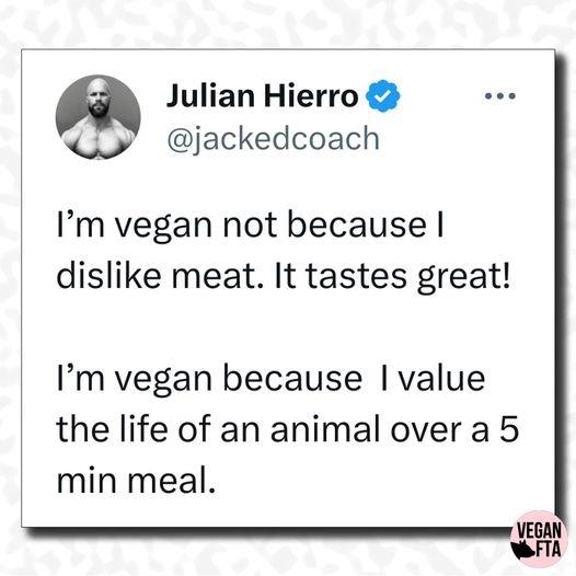 If we can survive and thrive without causing deliberate and direct harm - then why wouldn’t we? 🤷‍♂️

#vegan #vegans #plantbased #veganfood #foodie