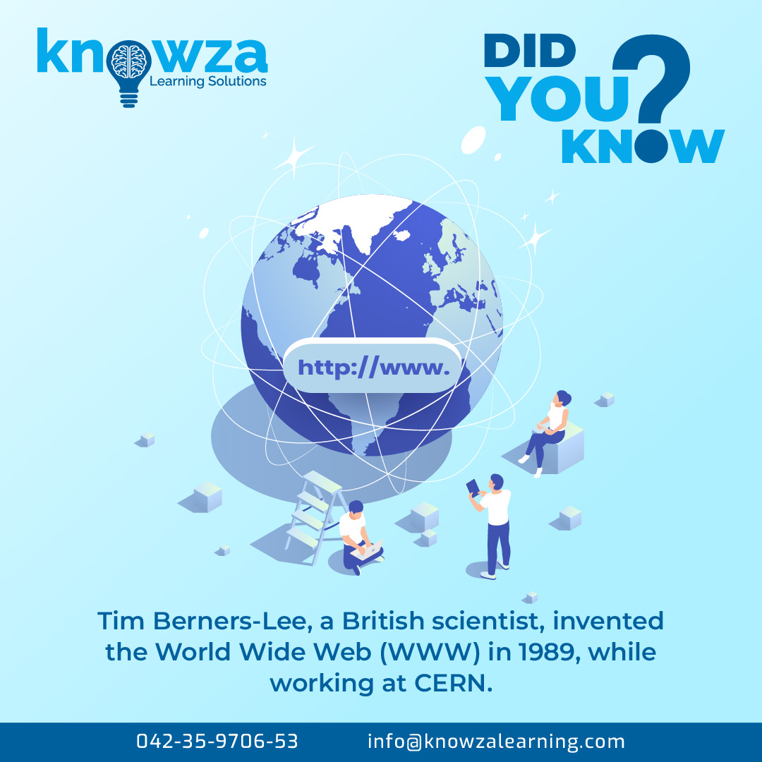 Knowza_learning's tweet photo. Did you know? 👀

Tim Berners-Lee, a British scientist, invented the World Wide Web (WWW) in 1989 while working at CERN.

#WorldWideWeb #Internet #WebDevelopment #WebDesign #OnlineWorld #DigitalAge #WebTech #CyberSpace #WebInnovation
#WebCulture #WebHistory #WebBrowsing https://t.co/VnAbs0Fvzn