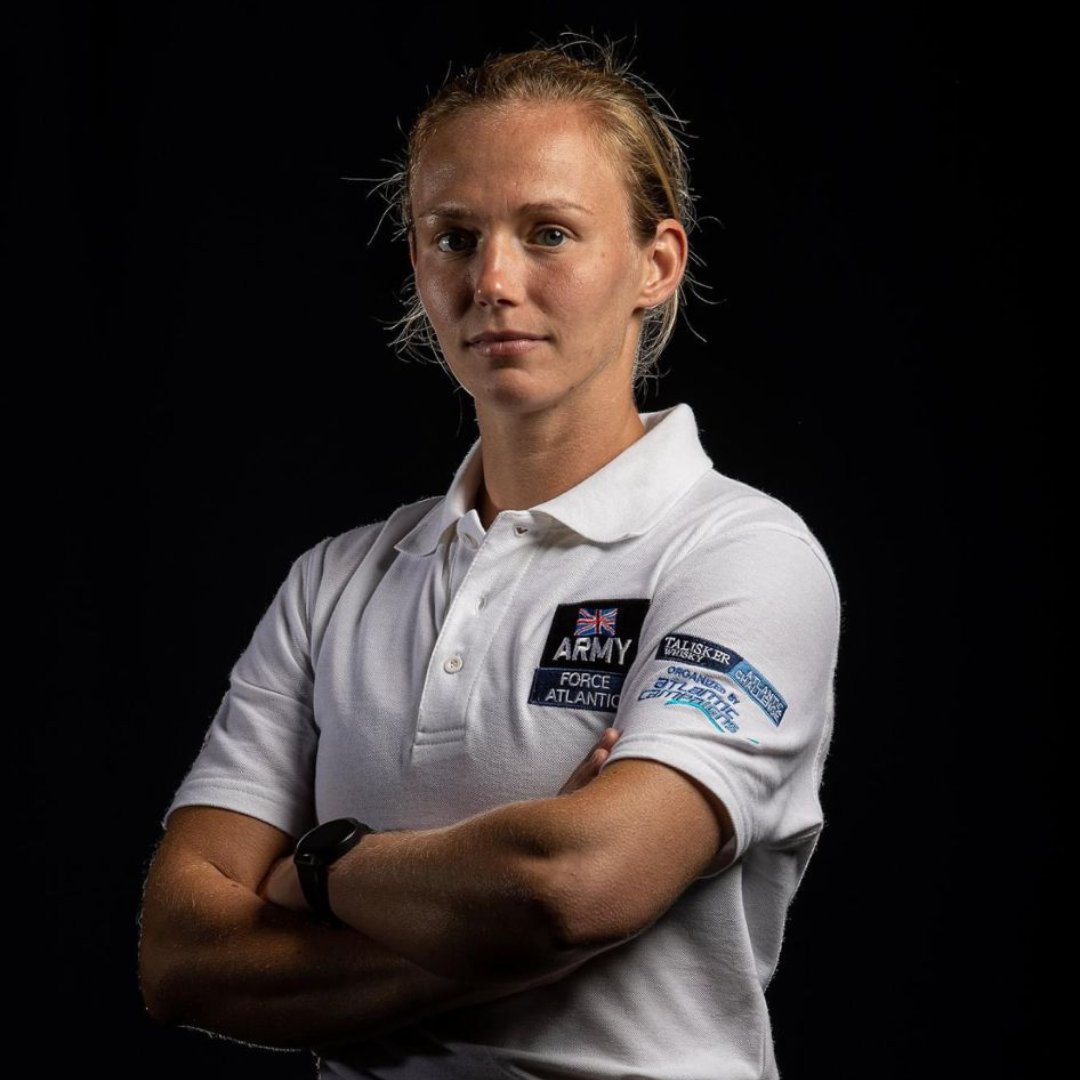 BritishArmyXtra's tweet image. SSgt Laura Barrigan A British Army Exercise Rehabilitation Instructor is today talking to students at  the Military Preparation Training Centres about her experiences rowing across the Atlantic in 2021 where the crew broke the mixed fours world record.