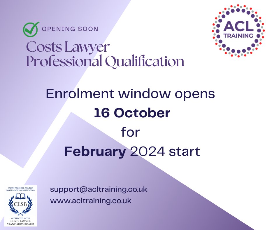 Our next application round for the CLPQ is opening soon! Find out more and register your interest acltraining.co.uk/clpq