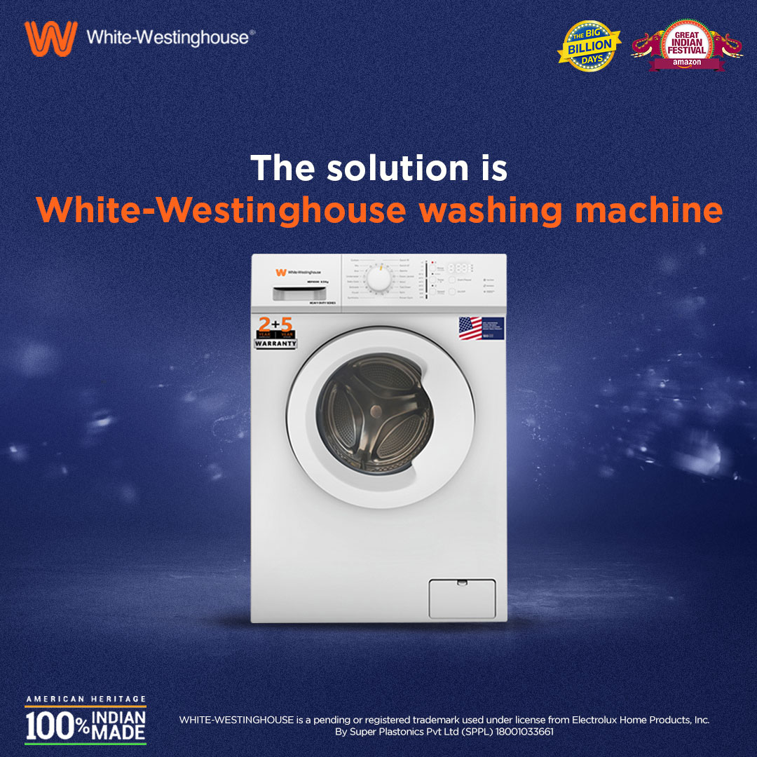 wwhindia's tweet photo. Don't let laundry day overwhelm you – discover the magic of White-Westinghouse washing machines.

#WhiteWestingHouse #BigBillionDaySale #BigBillionDays #EarlyAccess #MegaSale #Sale #WWH #Laundry #Washing #Laundry #WashingMachine #EnergySaving https://t.co/tMoTciKrUV