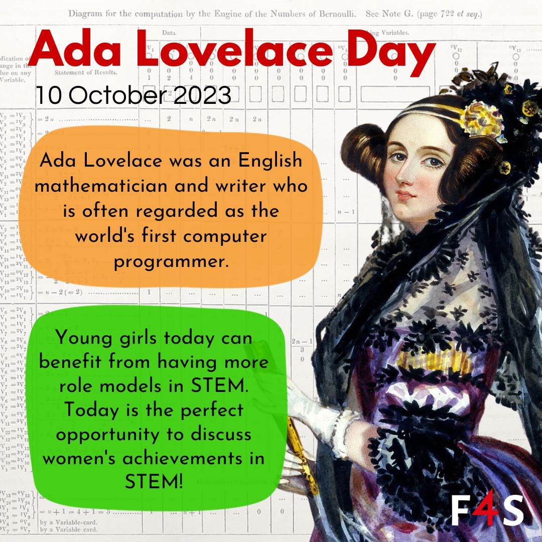 Today is #AdaLovelaceDay! 👩🏽‍💻

Research shows that the number of girls interested in STEM across Europe almost doubles when they have a role model to inspire them. 🌟 #AdaLovelace Day is the perfect opportunity to celebrate women's achievements in STEM!