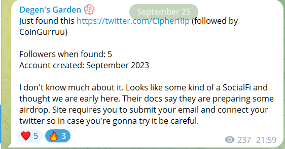 📢Twitter is full of <a href="/cipher_cores/">cipher.fan</a> now.

Guess who found it first? 🤫🤫